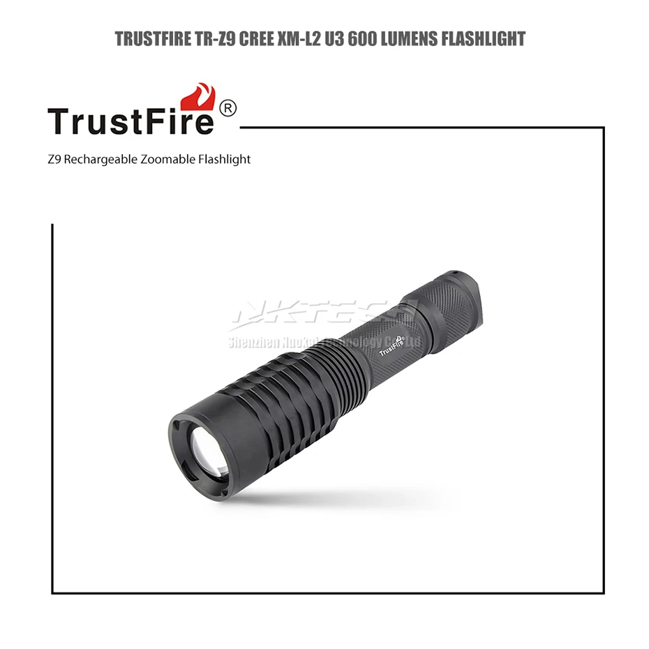 TrustFire Zoom СВЕТОДИОДНЫЙ фонарик Z9 XM-L2 Zoomable Водонепроницаемый фонарь с порт зарядки Micro USB для кемпинга, рыбалки, пеших прогулок