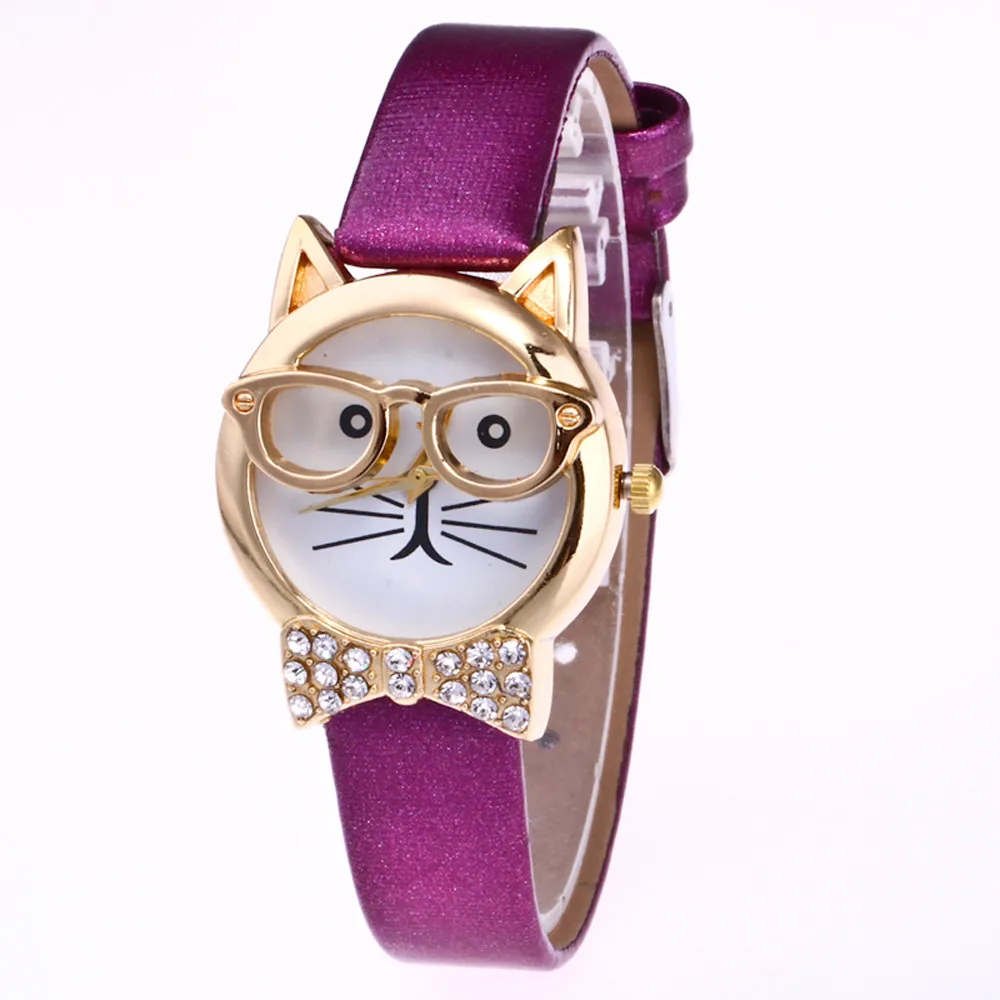 

2019 Hot Sale Women Bracelet Watch Mujer zegarek damski bayan kol saati relojes para Cute Glasses Cat Women relogio feminino