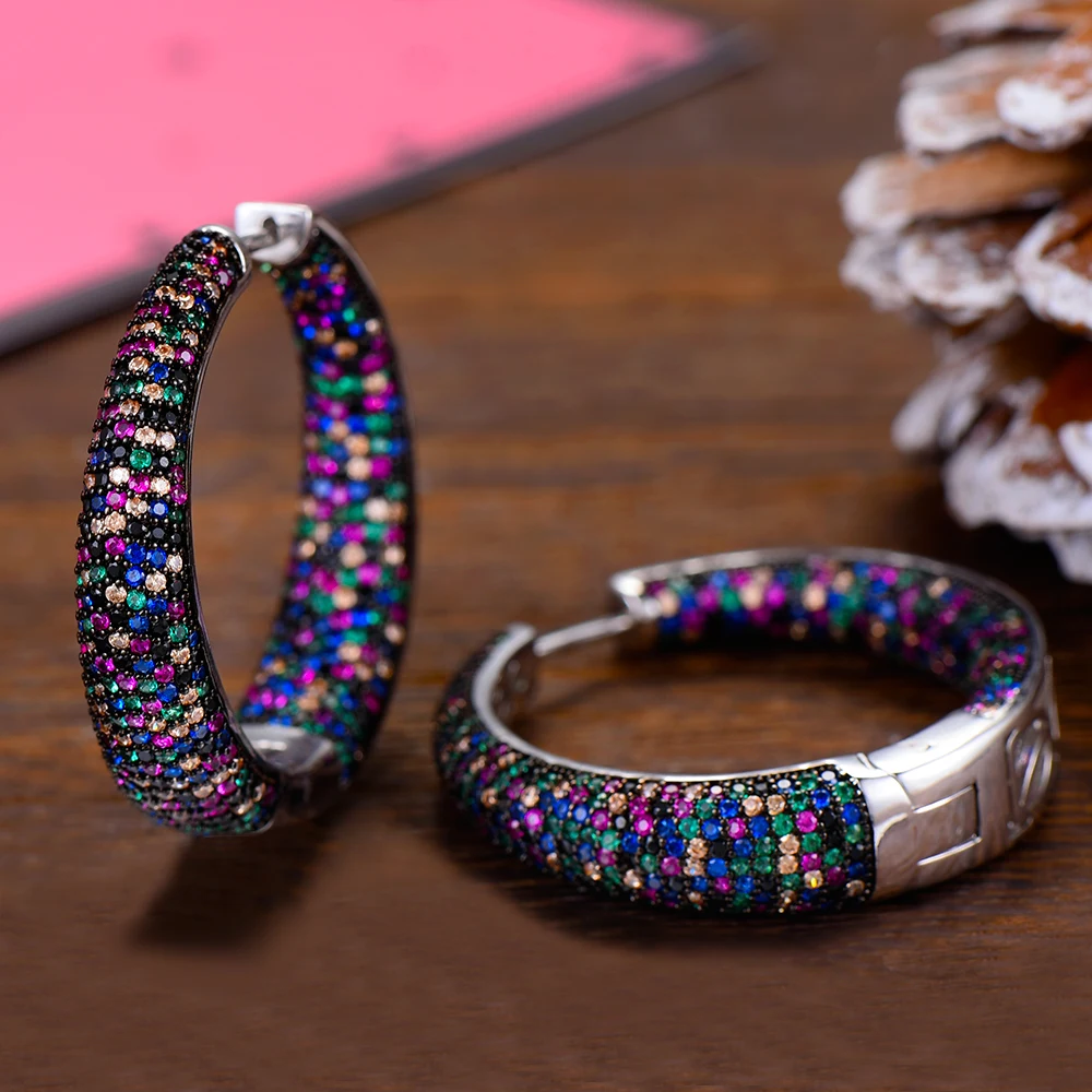 GODKI 37 мм модные большие серьги круглые с кубическим цирконием Brincos женские