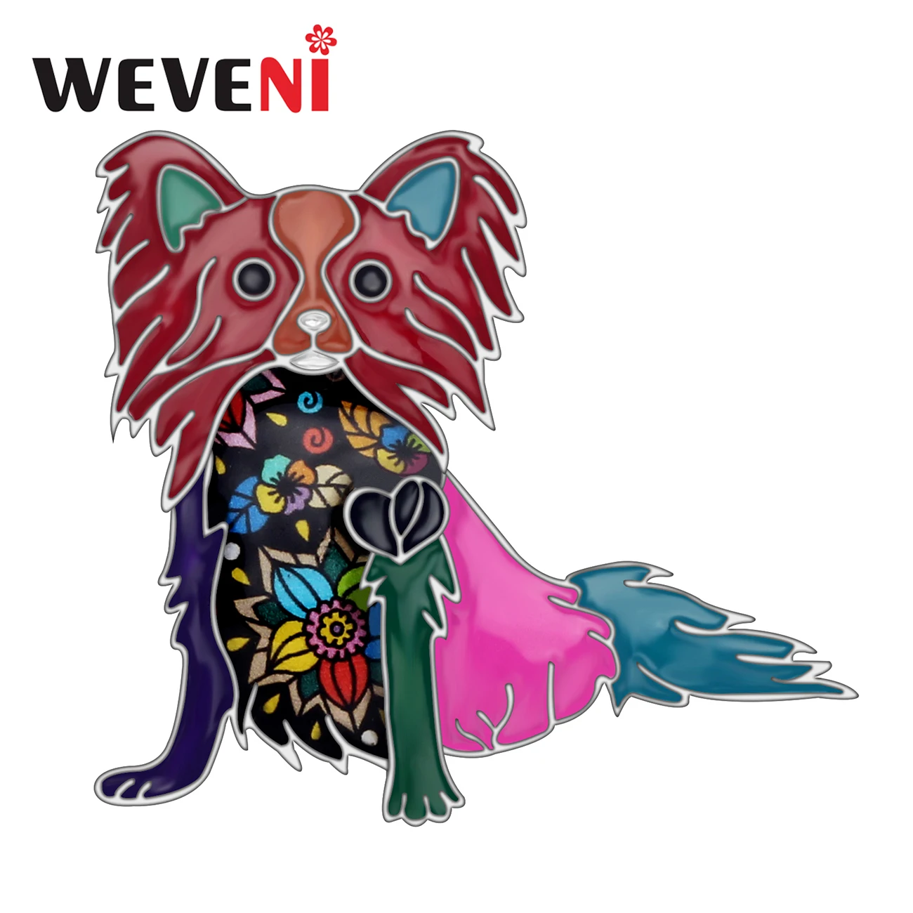 WEVENI Эмаль сплав мультфильм Papillon собака Броши милые животные одежда шарф