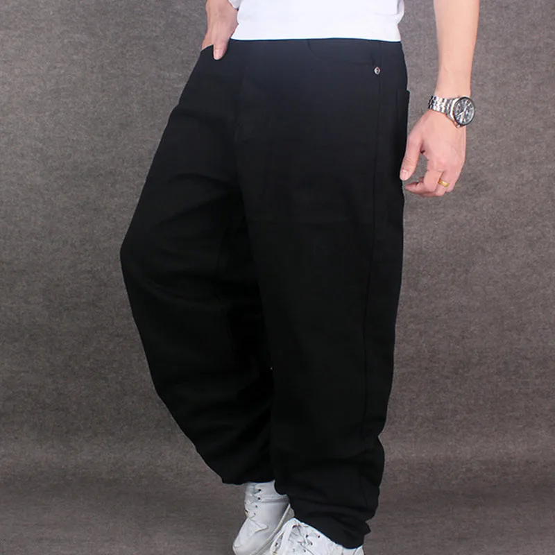 Весна 2019 мужские Свободные мешковатые джинсовые брюки для скейтборда черные