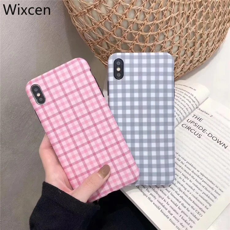 Простой розовый клетчатый чехол для телефона Wixcen Iphone Xs Max XR противоударный