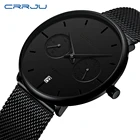 Мужские часы CRRJU, Спортивные Повседневные водонепроницаемые черные часы для мужчин, Модные Кварцевые полностью стальные часы, мужские уникальные часы с автоматической датой