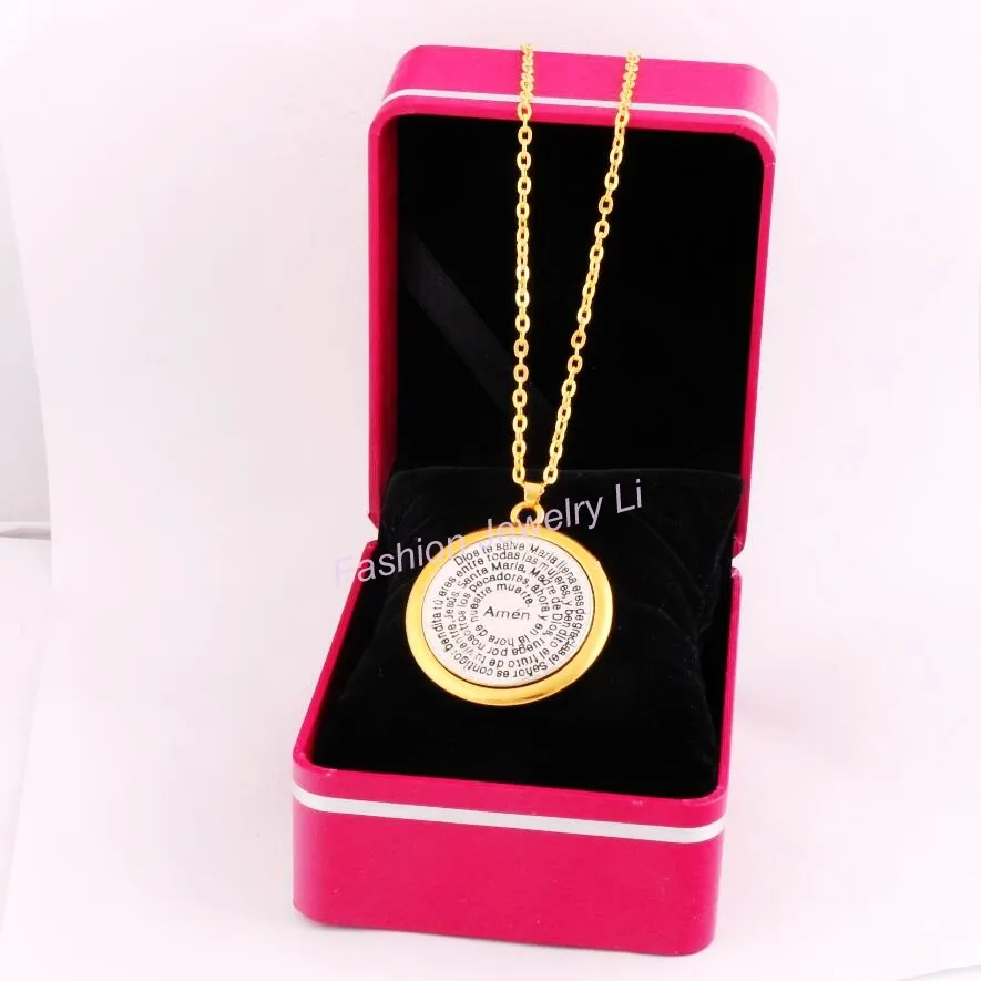 

Bible Amen Round Pendant Necklaces Religious Necklace N1703 24" 37.8mm Zinc Alloy And