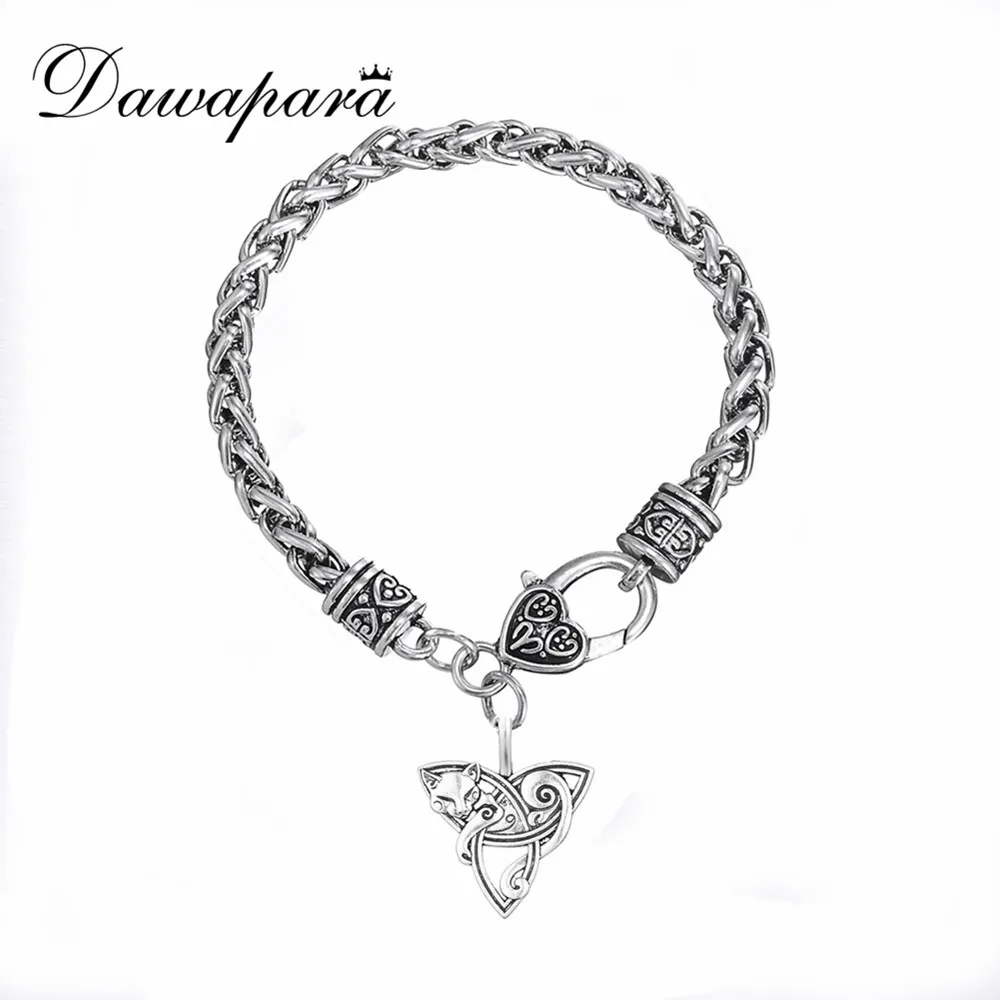 Davapara подвеска с символикой викингов браслеты лиса Triquetra Fenrir Животные Мужские браслеты с подвесками модные украшения Сверхъестественное Амулет узел