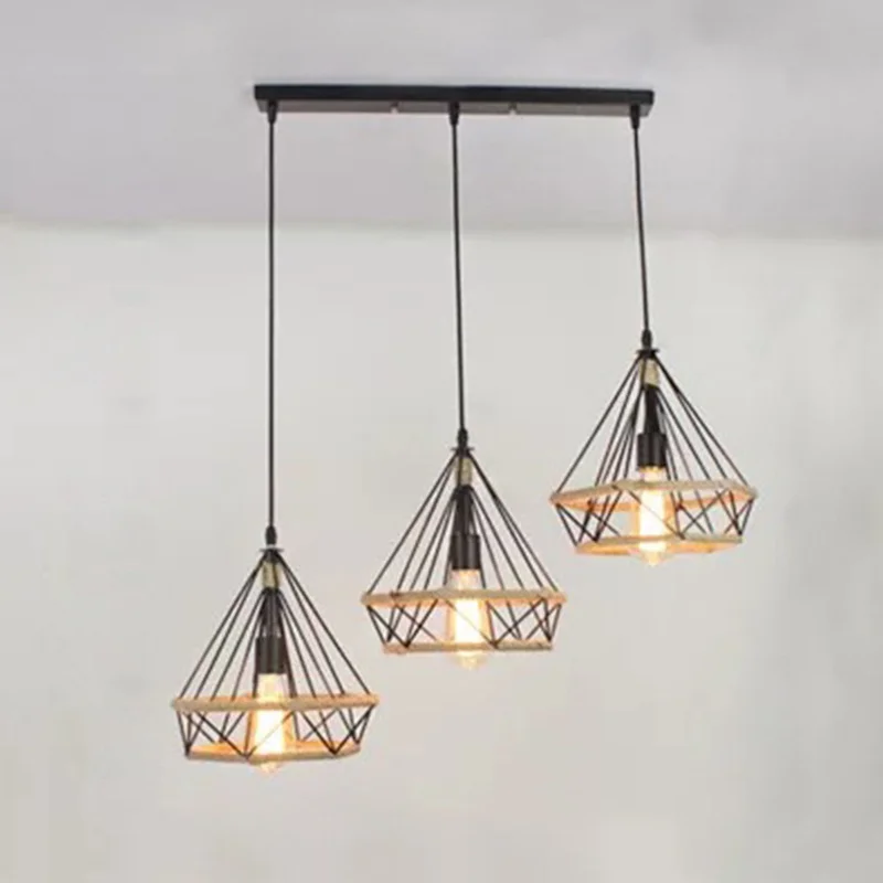 

American country industrial wind retro twine chandelier E27 LED bulb Edison loft lighting wrought iron bar table lamp ZP5061641