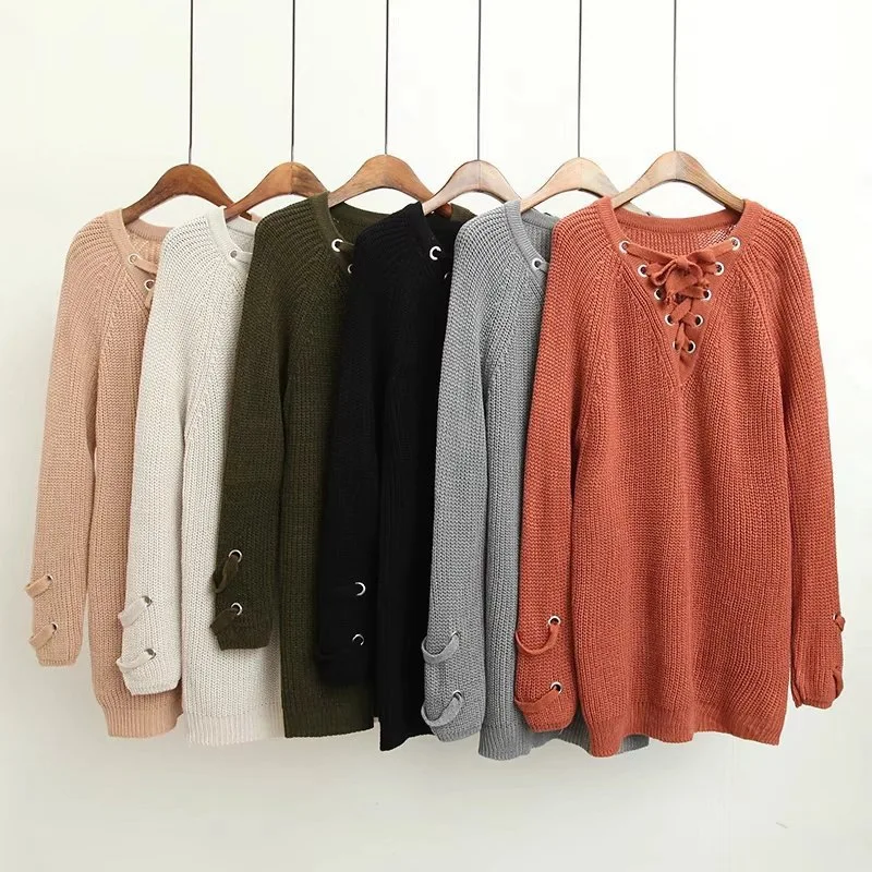 2017 sweater Women Long V Collar Pullovers Quick Sell Female Clothing Europe And The United States Vestidos MMY69105 | Женская одежда