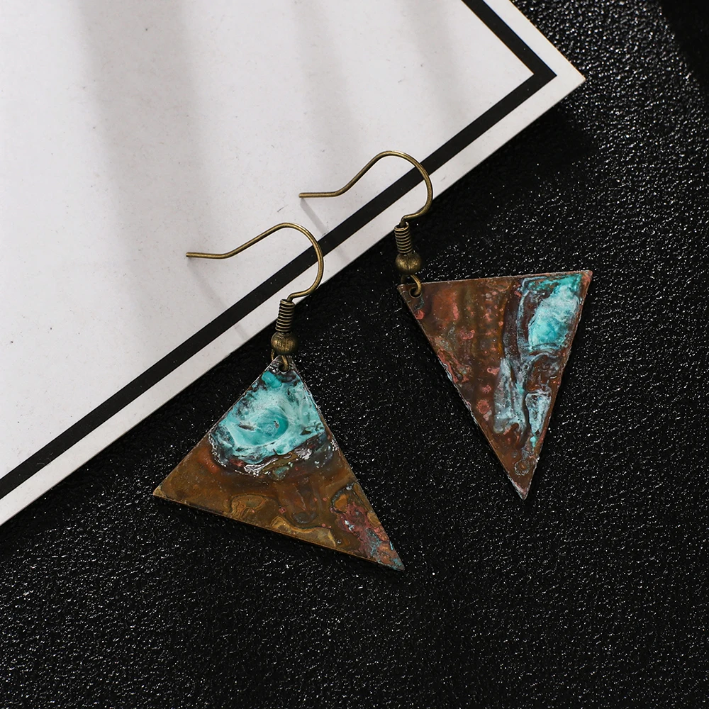 Богемные серьги ювелирные изделия ретро патина геометрические треугольные