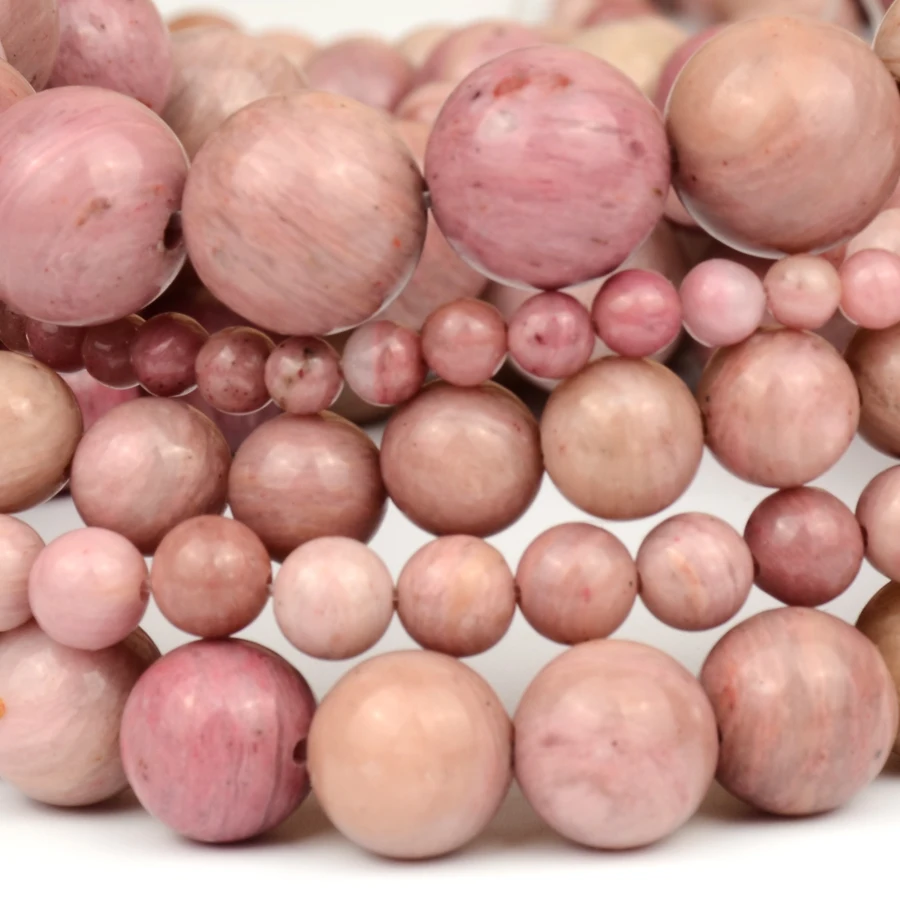 Бисер из натурального камня Rhodonite круглые шарики для ювелирных изделий