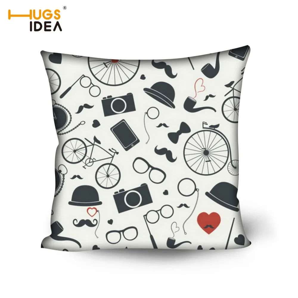 

HUGSIDEA Kawaii Moustache Cushion Cover Cotton Pillow Case Sofa Waist Throw Couch Car Ded Home Decorative Pillowcase Chair Cover