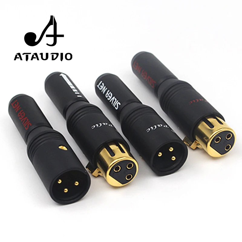 4 шт. ATAUDIO 24 К позолоченный микрофон HIFI XLR штекер Высокое качество Мужской и Женский XLR штекер Адаптер для Diy