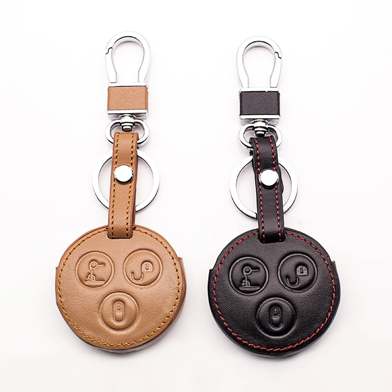 100% кожаный чехол для автомобильного ключа Mercedes Benz смарт двух ключей 3 кнопки
