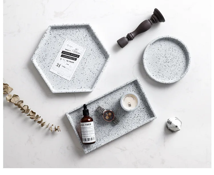 Ceramic Storage Tray High Quality Rice Spoon Porcelain Round Hexagon Rectangle Plate for Fruit Dessert Jewelry Organizer