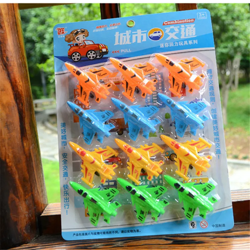 12 шт./лот детские игрушки самолет автобус автомобиль мотоцикл модель полицейской