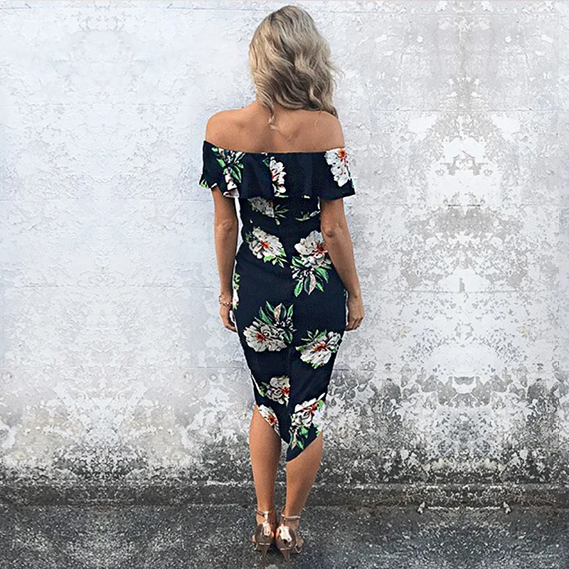 Новое Стильное элегантное женское платье с открытыми плечами и цветочным
