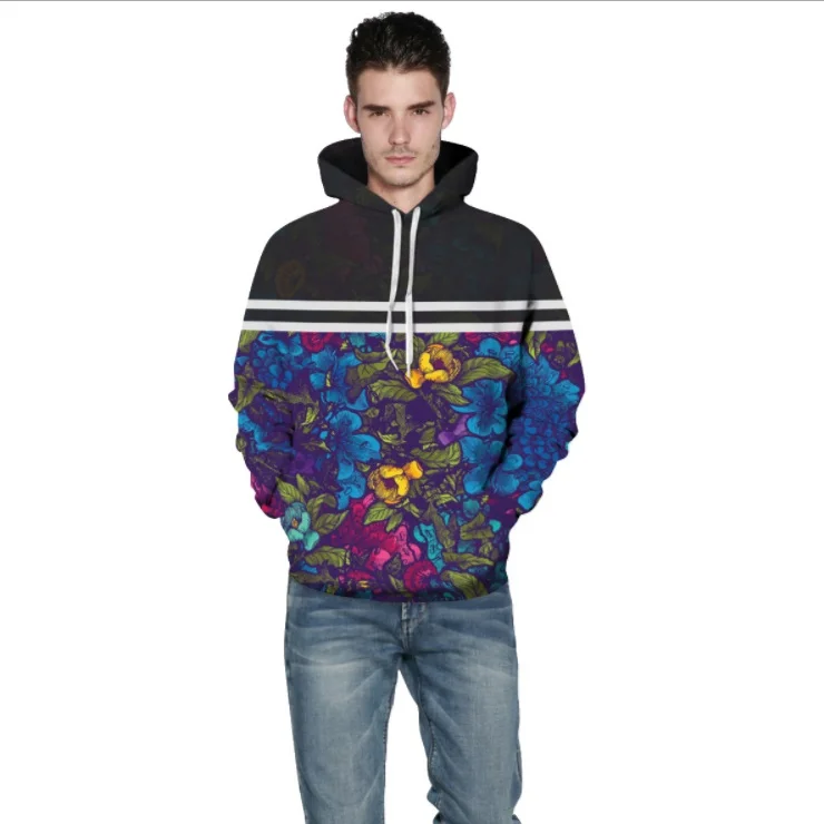 Модные свитеры Для мужчин/Для женщин толстовки с капюшоном цветочным принтом