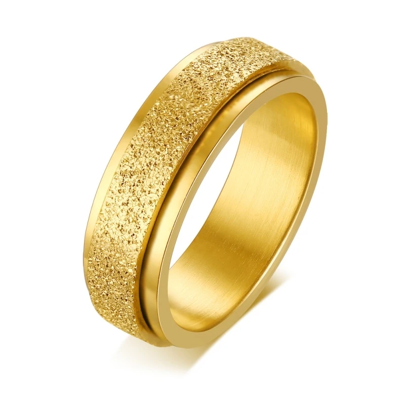 Gold Skute, матовый Спиннер из нержавеющей стали, кольца для мужчин, обручальное кольцо для женщин, вращающееся матовое кольцо, мужское ювелирное изделие, 6 мм - Цвет основного камня: Gold