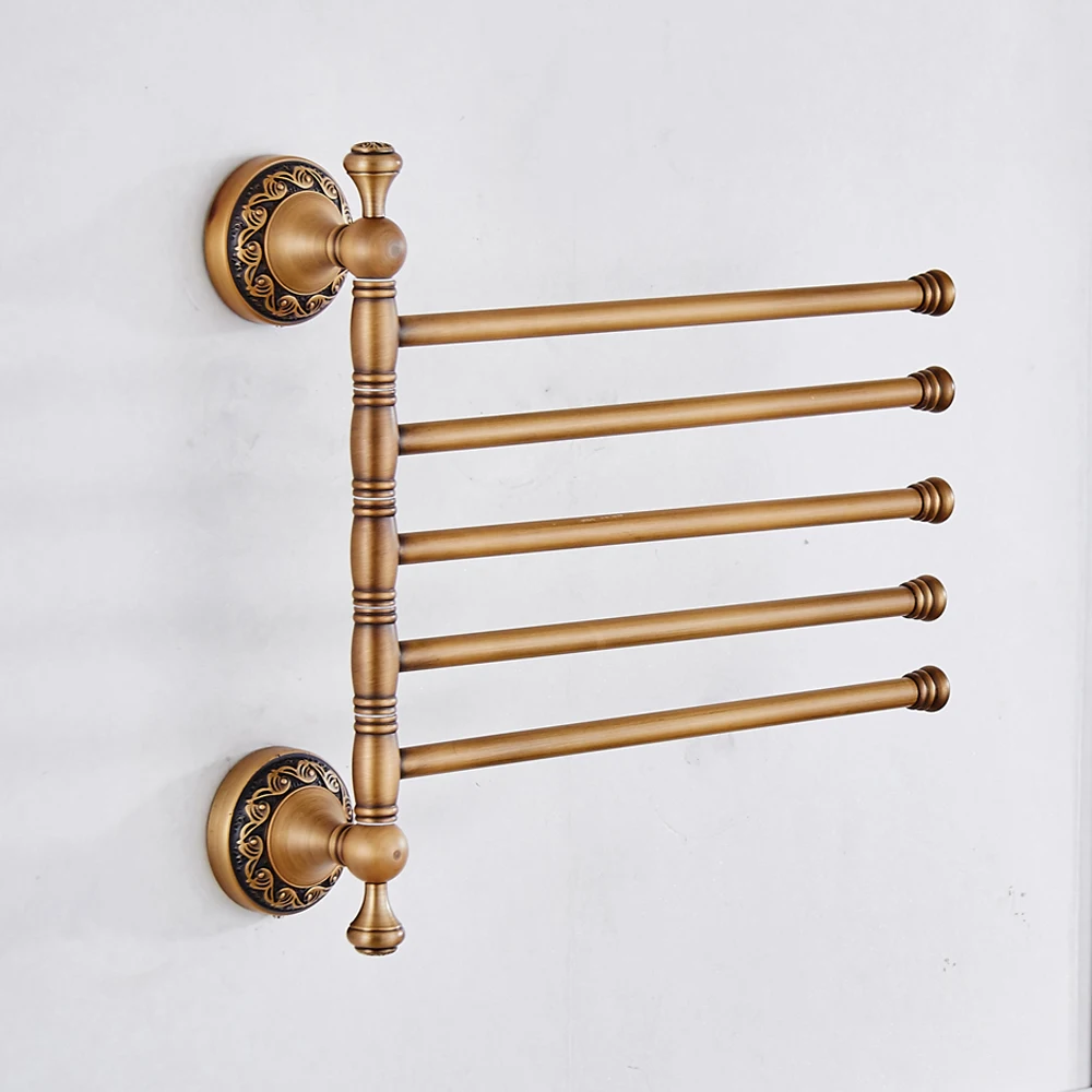 

Leyden Antique Brass 5 Swivel Arms Towel Bar,Rotatable Rail Towel Rack Flexible Wall Mounted 5Bars