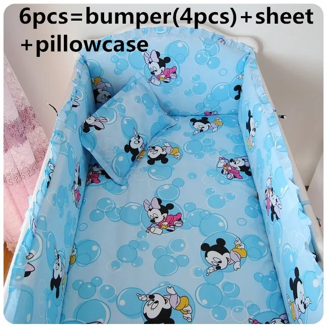 

2017! 6PCS Cartoon Pattern Boby Baby Cot Crib Bedding Set cama infantil Kids Crib Protection (4bumpers+sheet+pillow cover)