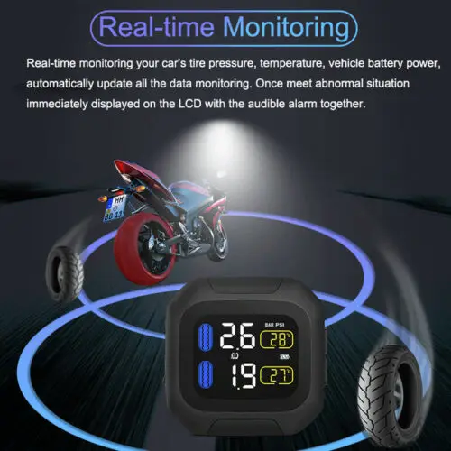 Беспроводная система контроля давления в шинах для мотоцикла TPMS w/2 внешних