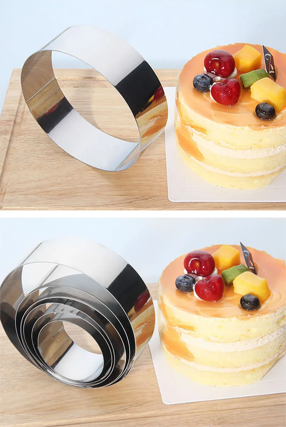 Transhome Mousse Cake Ring 6Pcs Stainless Steel Mousse Mold Cake Mold For Baking Mousse Cake Baking Pastry Tools Bakeware Tools