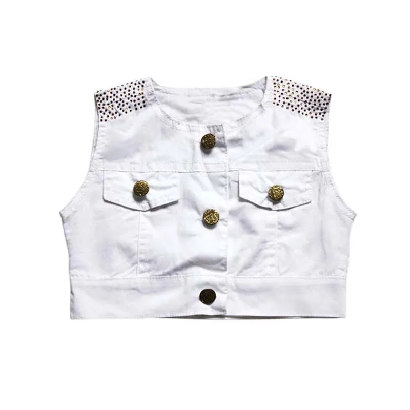 

Cowgirl Summer Sets Jacket Layered Skirts 2pc Girls Suits Models Vest Jeans Children Clothes Sets 2-7 Years