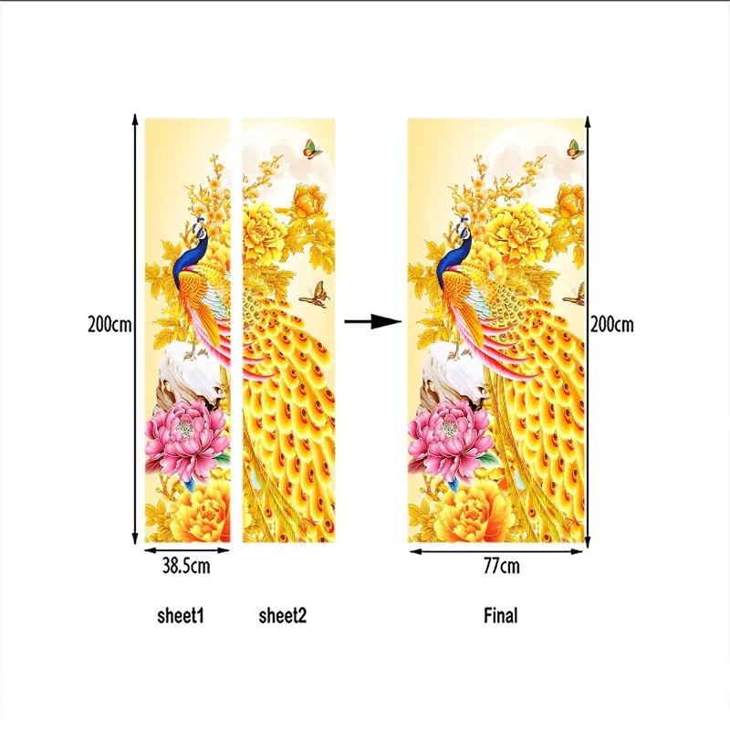 Павлин с распущенным хвостом дверная палка водонепроницаемая 3D настенная Diy