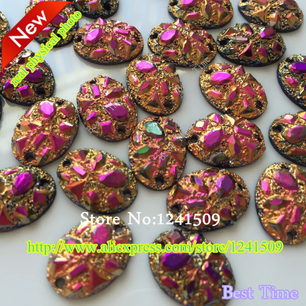 2016 горный хрусталь пуговицы 80 шт эллипс руда блестящий золотой цвет Кристаллы