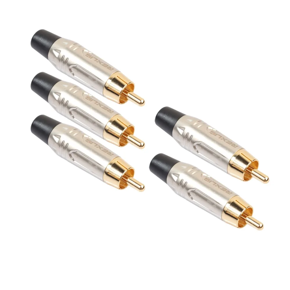 REXLIS Лот позолоченный RCA DIY сварочный разъем штекер аудио разъем с резиновым кабелем протектор 2 шт./5 шт./10 шт
