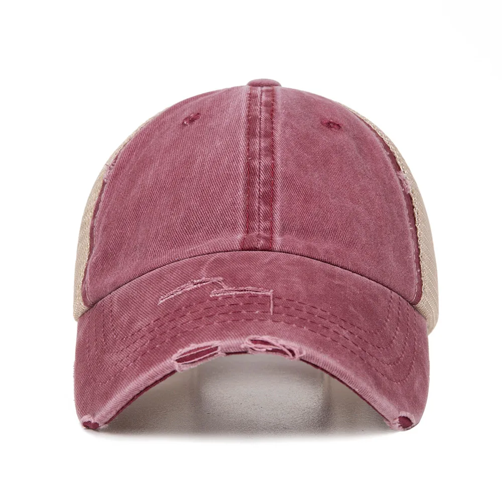 IWINTER джинсовая бейсболка Женский хвостик дышащая сетка регулируемая Snapback