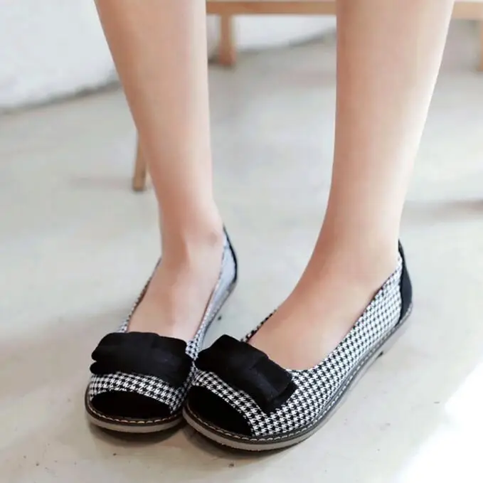 Модная женская обувь с милым бантиком и узором гусиные лапки водонепроницаемые