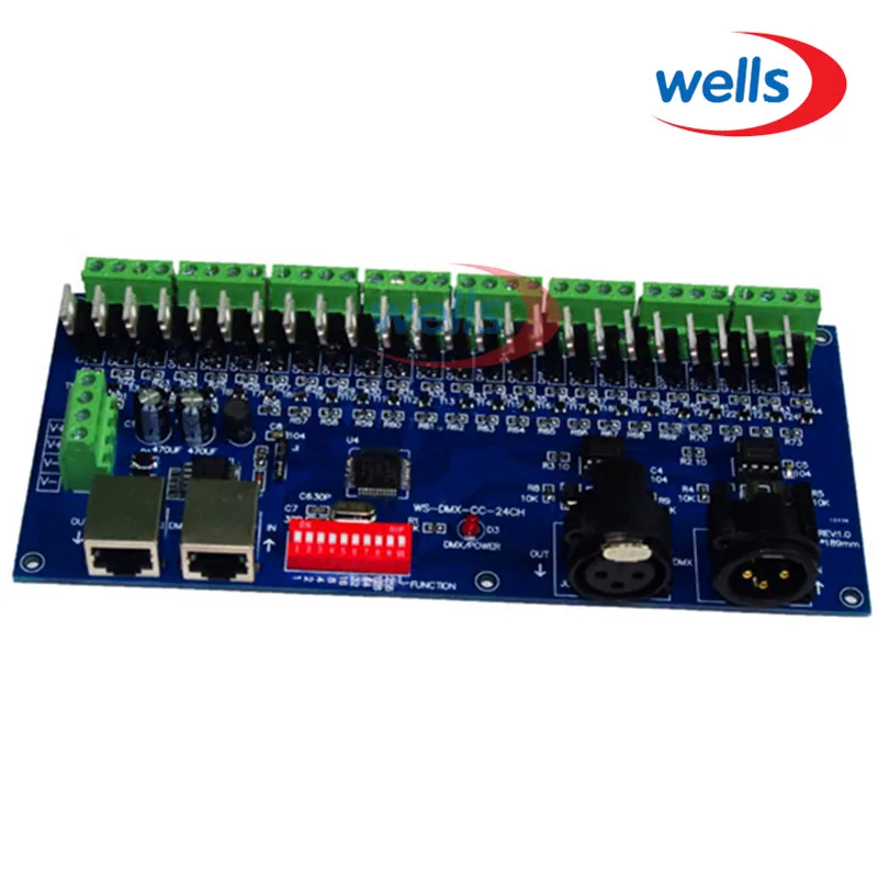 24CH dmx512 Контроллер декодера светодиодный LED DMX RGB контроллер общий катод RJ45 5Ax3RGB CH |
