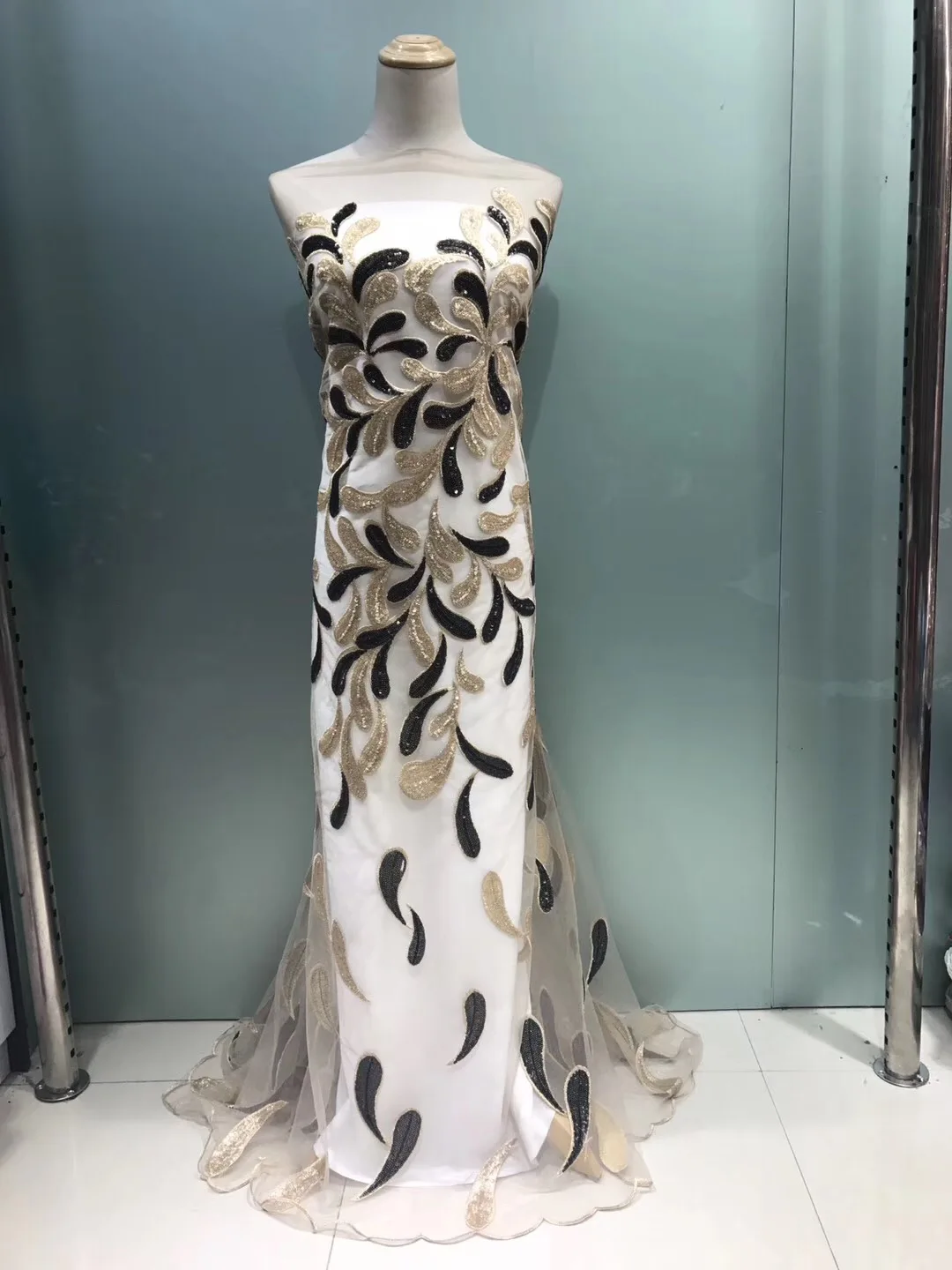 Кружевная ткань с блестками в африканском стиле новейшая пайетками