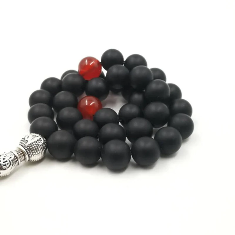 Мужской браслет матовый черный агат Tasbih турецкий стиль мусульманский Черный