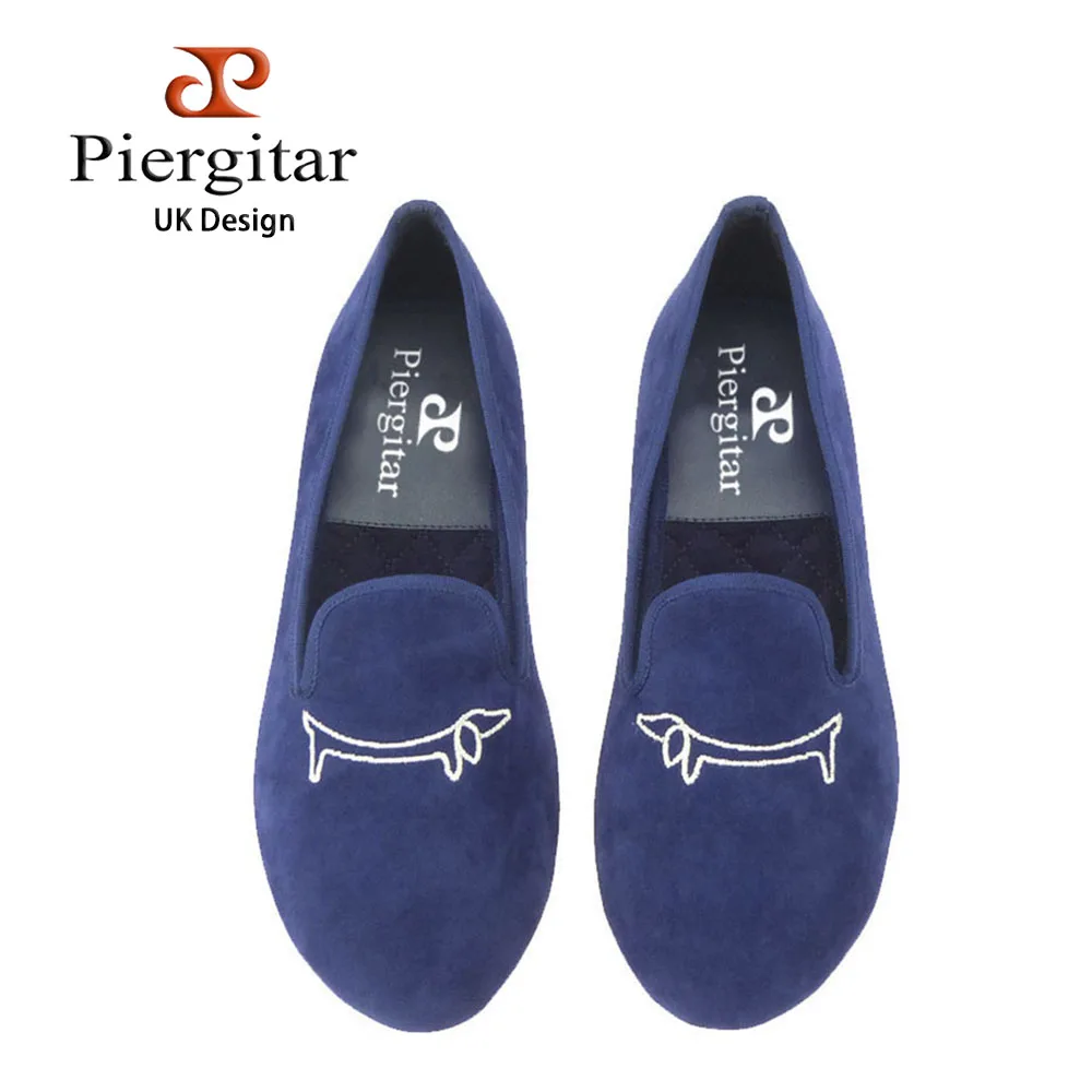 Женские бархатные туфли Piergitar ручной работы с симметричным рисунком и вышивкой