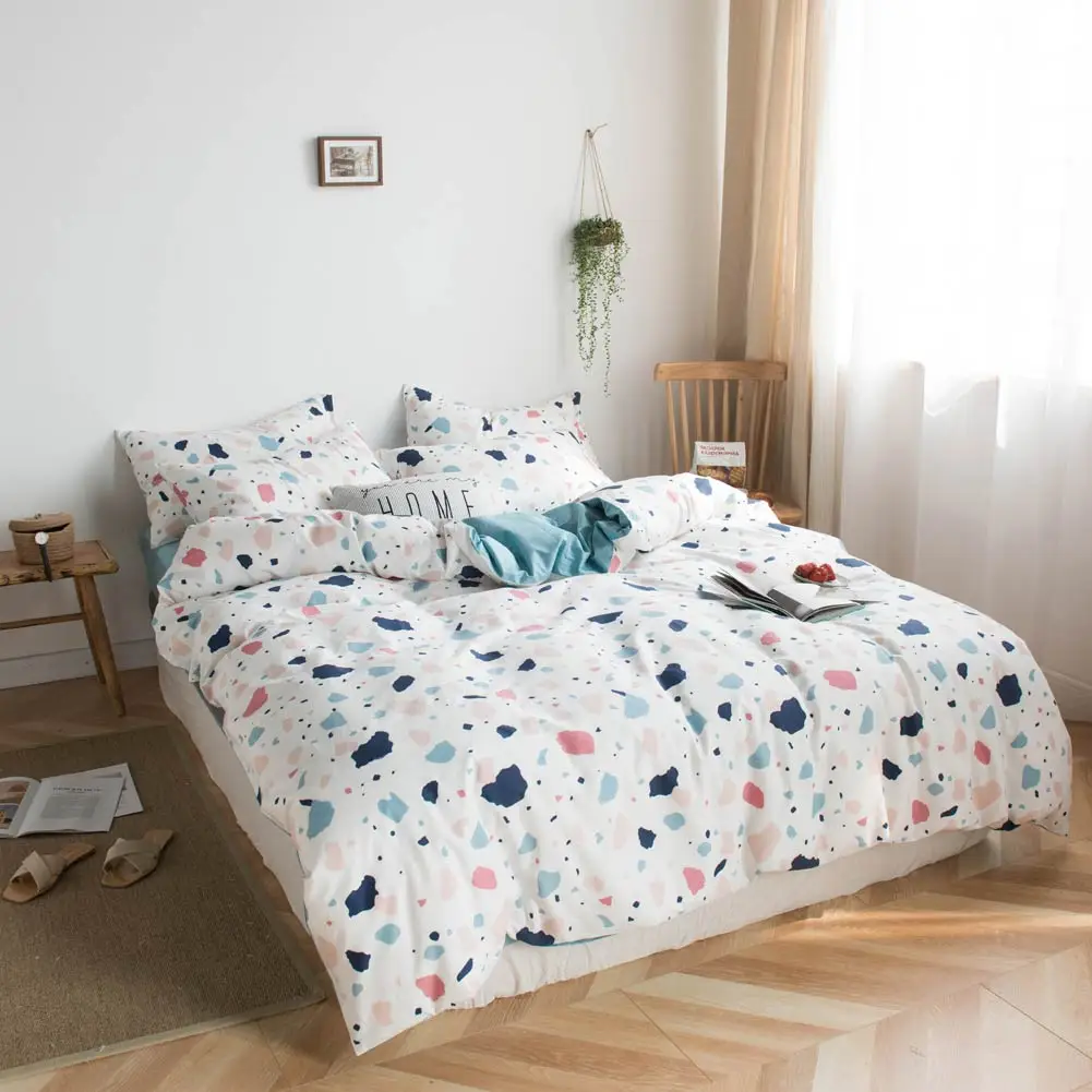 Pink Grey Yellow Hearts Bed Cover Duvet Cover Set Cotton Bedding Set Bedlinens Twin Queen King Flat Sheet Fitted Sheet