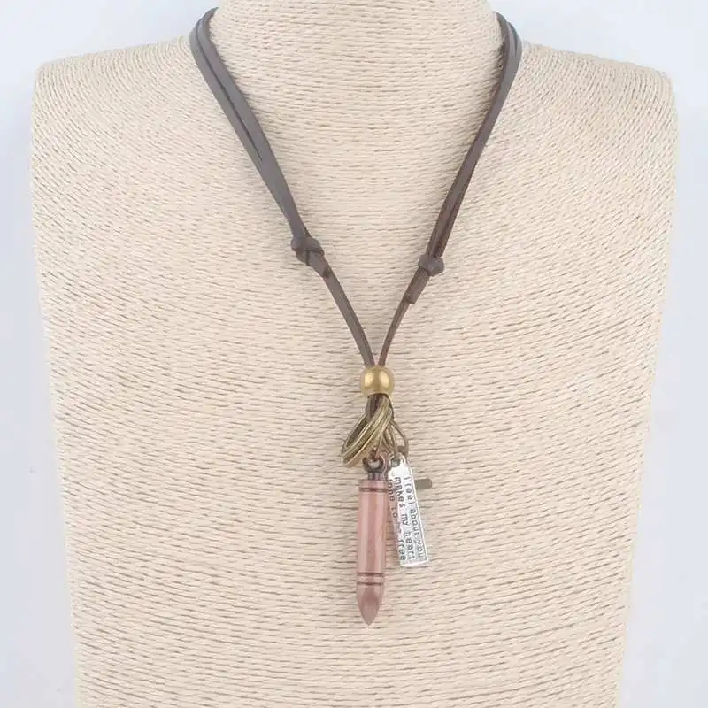 Антикварная винтажная Длинная цепочка из веревки ожерелье сплав пули подвески