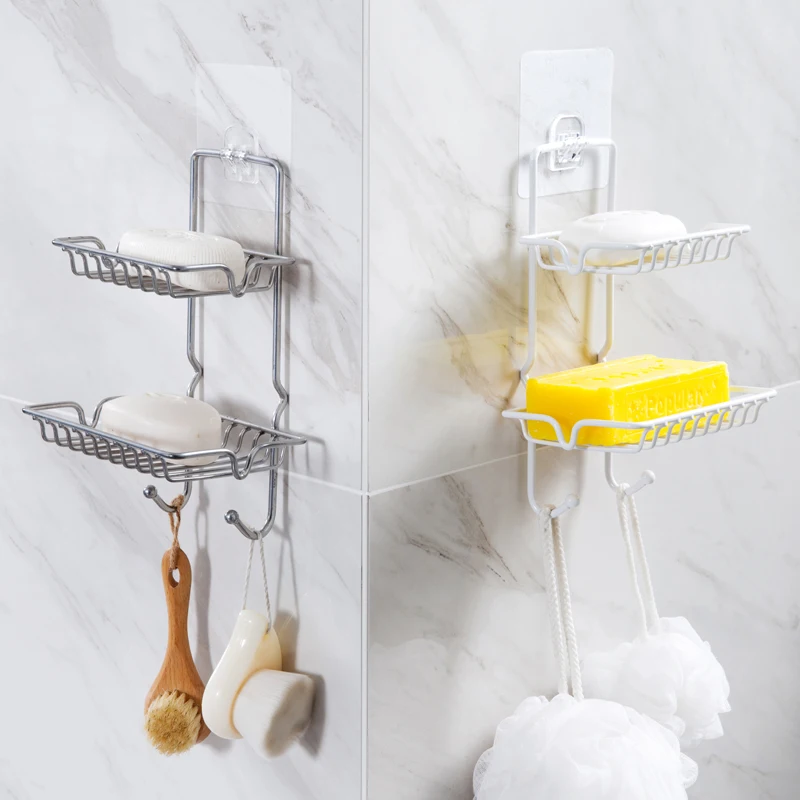 Двухслойная сливная мыльница из нержавеющей стали настенная для ванной комнаты