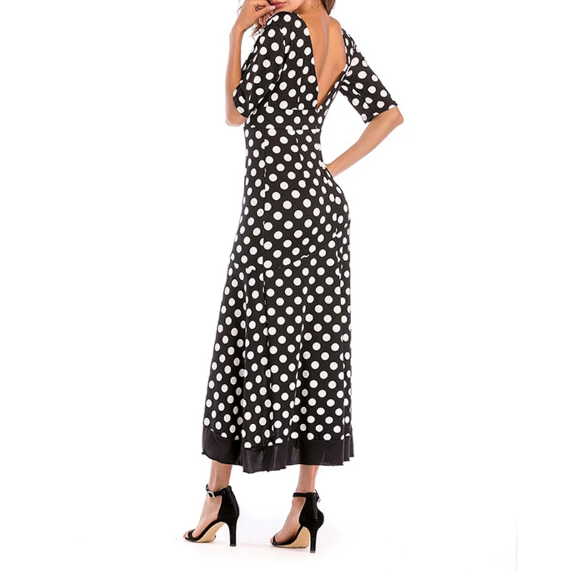 Оборки в платье горошек короткий рукав Сексуальная V шеи Для женщин летние