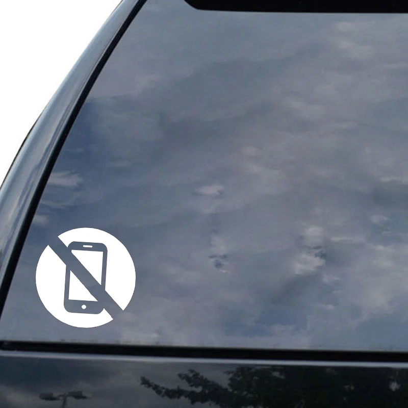 

QYPF 12.4CM*12.4CM Warning Play Mobile Phone Forbade Car Sticker Vinyl Black/Silver Decoration Graphic S9-2196