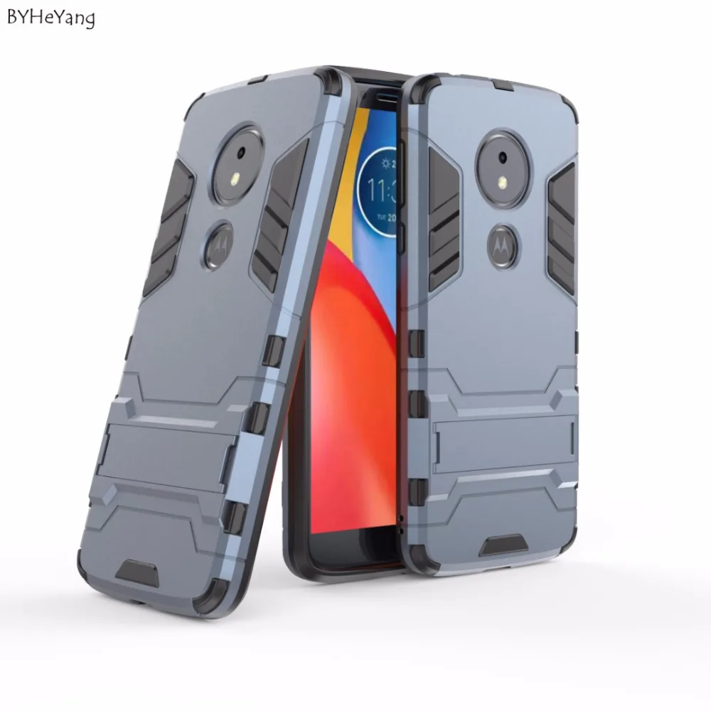 BYHeYang Cover For Motorola Moto E5 Case Slim Robot Armor Rubber Capa FOR Phone E 5 Plus Kickstand |