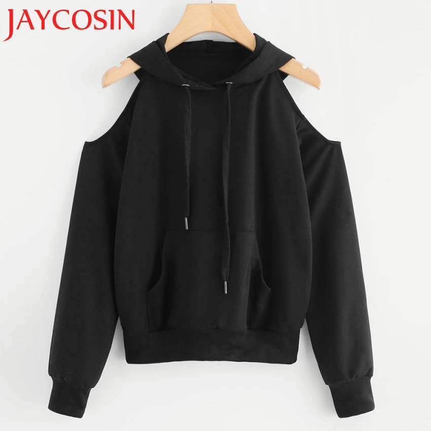 JAYCOSIN 2018 женский однотонный Повседневный свитер с длинными рукавами и открытыми