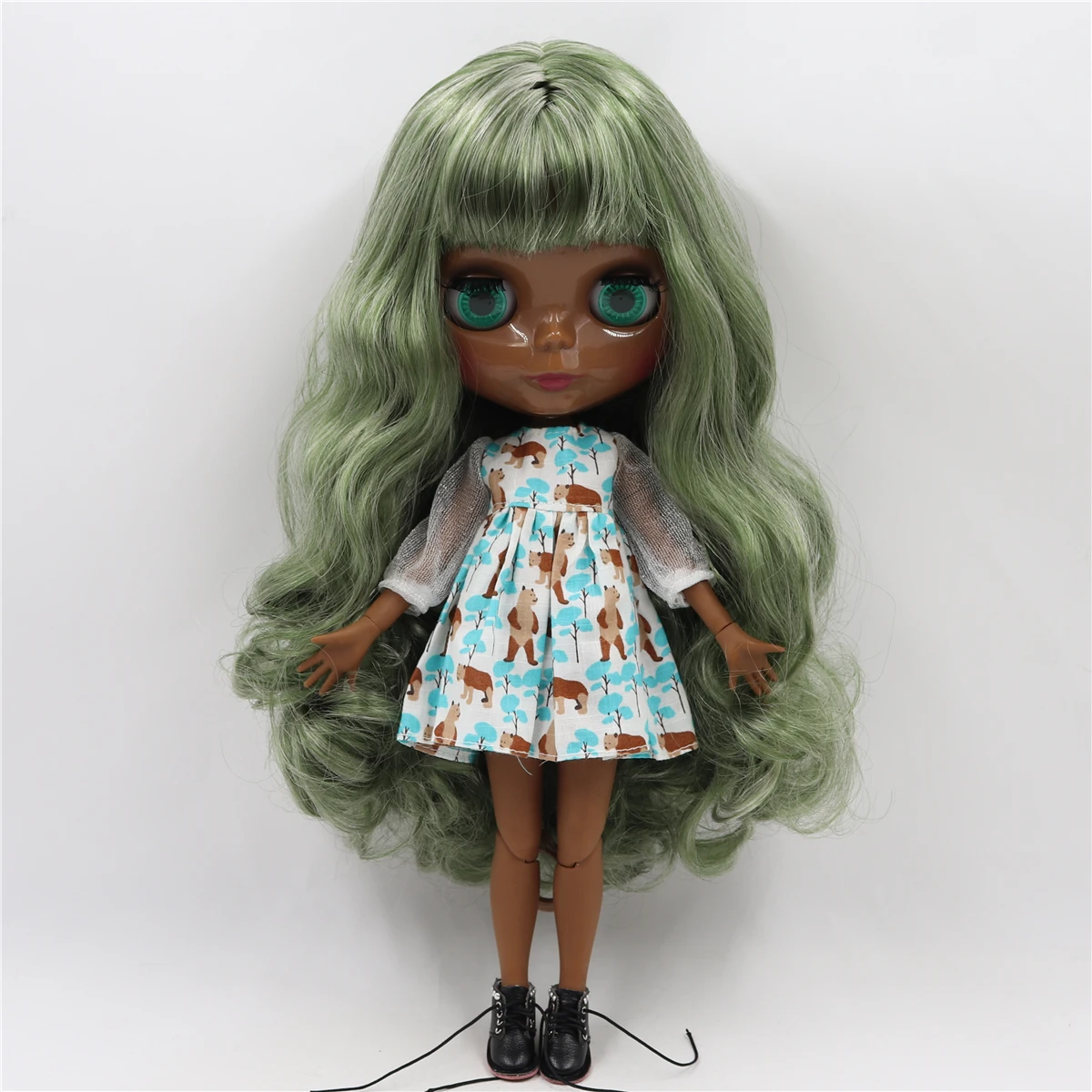 Ледяной DBS Blyth кукольные 1/6 bjd acticulated кукла шарнирное тело зеленый микс седые