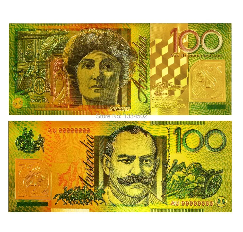 Австралия золотое покрытие для банкнот красочный Новый AUD100 доллар продажи