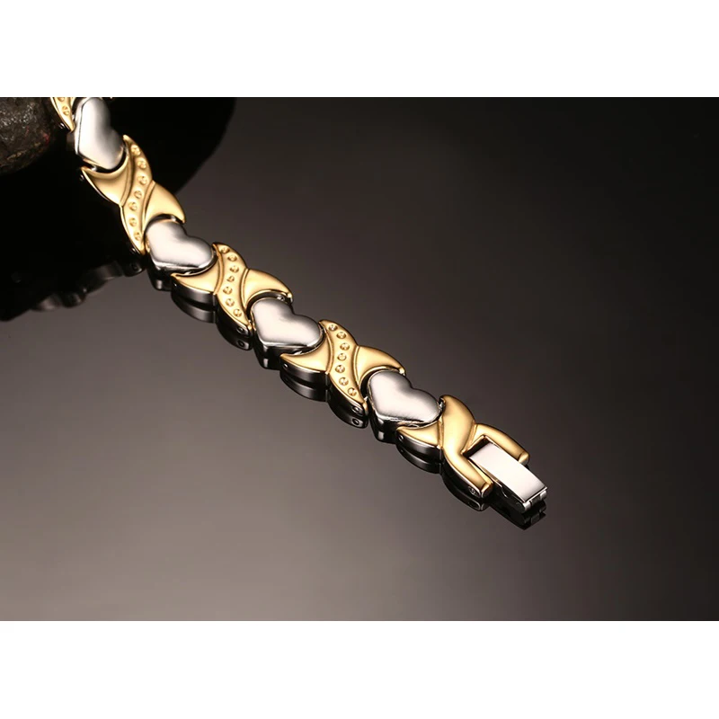 Браслет Vinterly в форме сердца для женщин Энергетический золотого цвета с звеньями