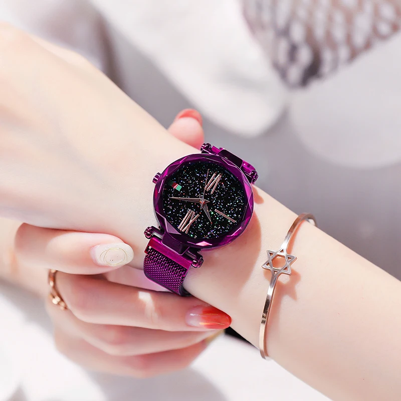 

SUNKTA Top Brand luxury Watches Women Mesh Magnet Buckle Starry Quartz Watch Relogio Feminino Casual Women Quartz Wristwatch Ms