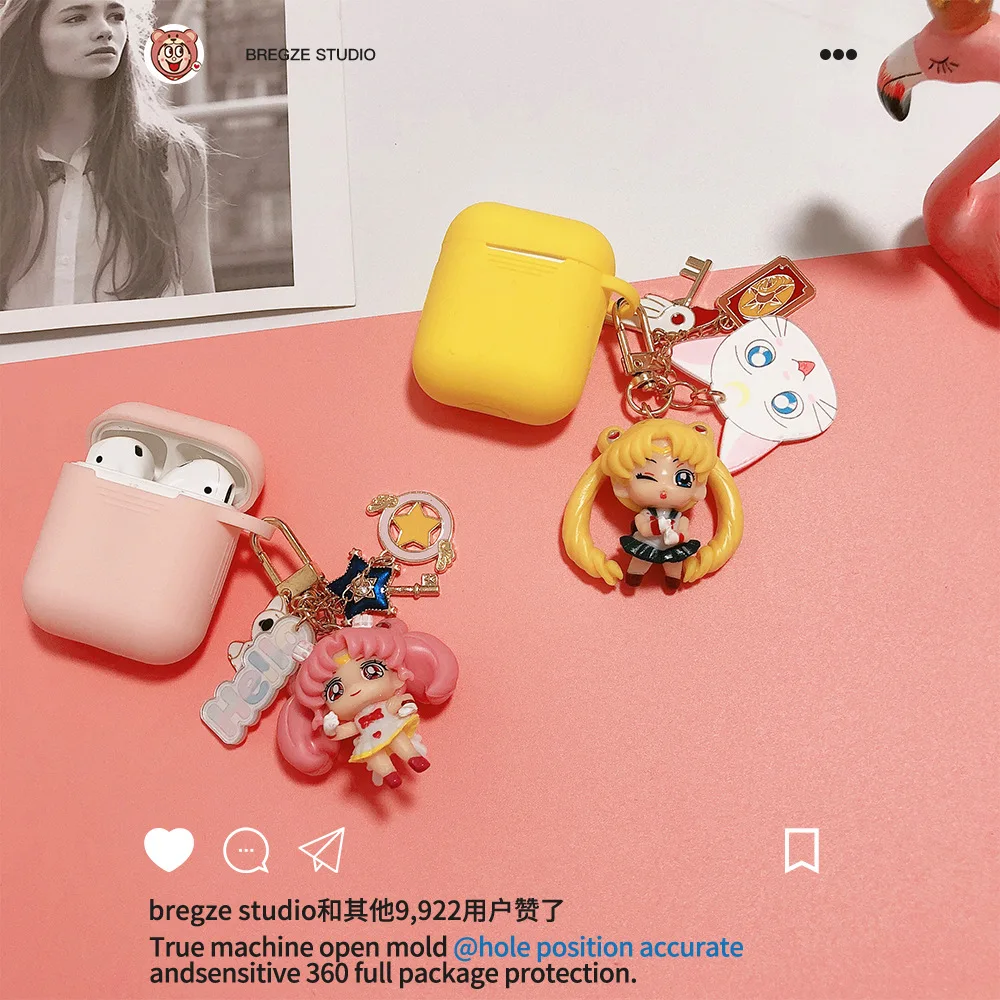 Милый мультфильм Сейлор Мун кукла брелок беспроводной Bluetooth наушники чехол для защитный чехол для airpods брелоки