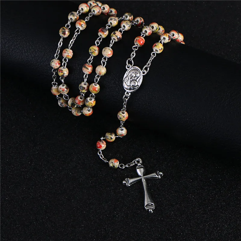 Коми Новая модная подвеска крест ожерелье браслет набор религия ручной камень