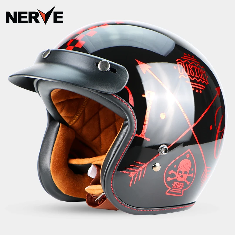 Ретро мотоциклетный шлем ретро с двойным d образным замком и открытым лицом A500|retro