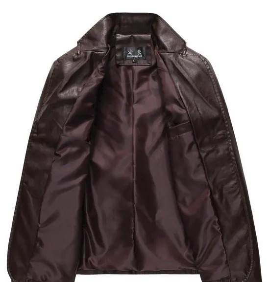 Мужская приталенная куртка из искусственной кожи и пальто размера плюс